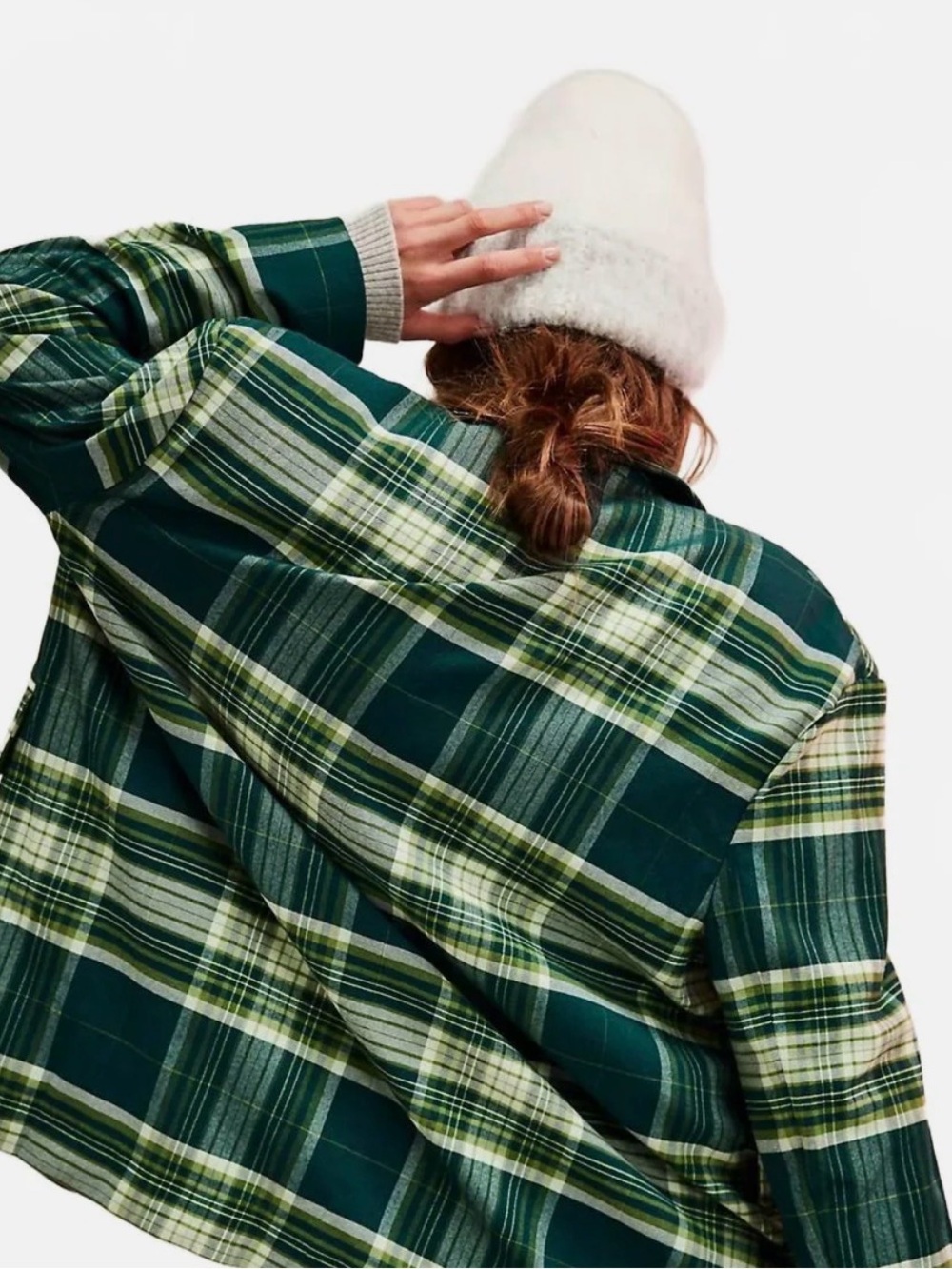 Free People Green Plaid Oversized Shacket